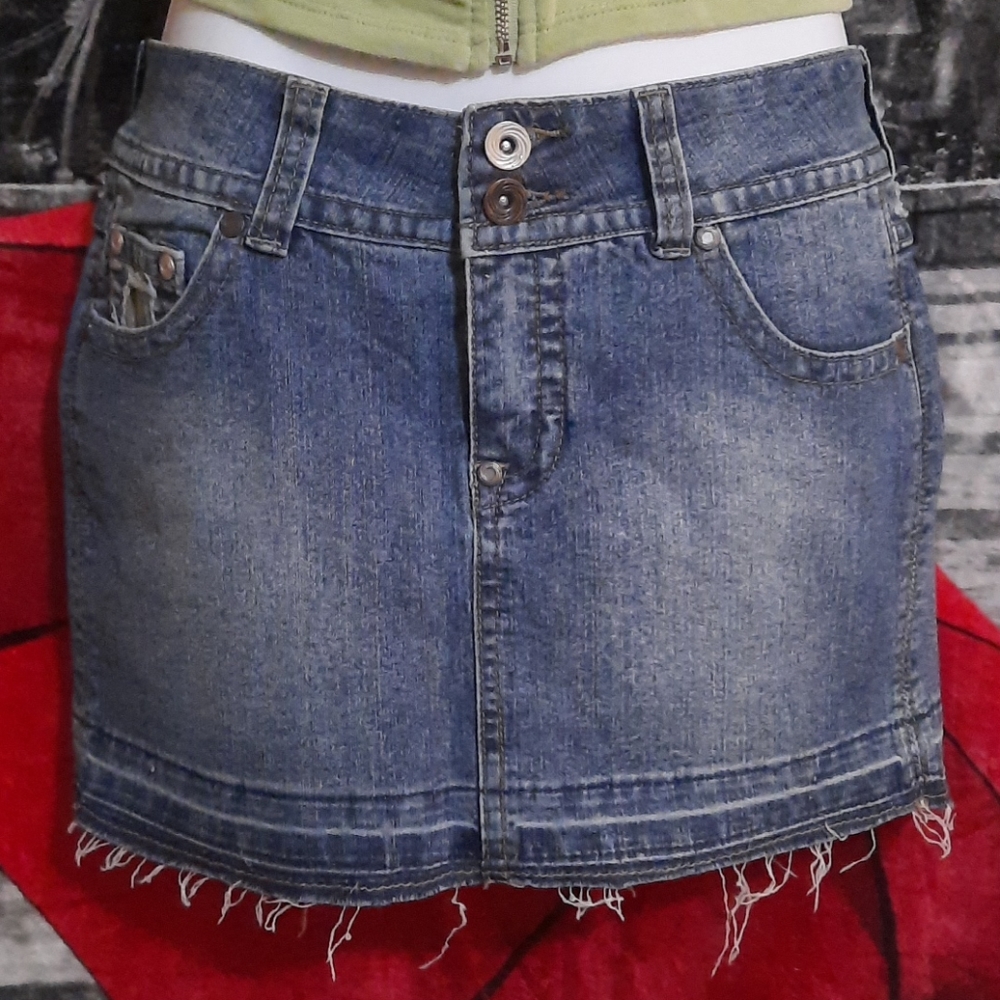 Camo Mini Denim Skirt